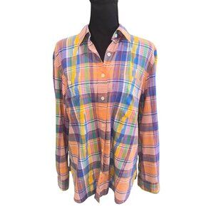 LRL Lauren Jeans Company Plaid Button-Up Shirt Cotton XL Preppy Old Money Cottag